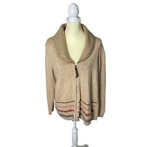 A Little Extra Spice Ramie/Cotton Blend Zipper Front Cardigan Sweater Women's 1X
